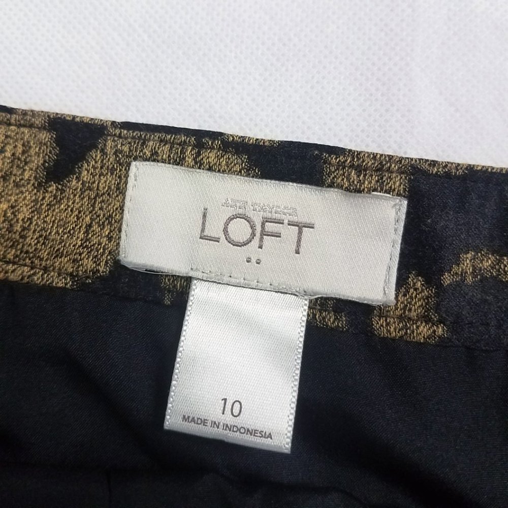 Ann Taylor LOFT Women's Lined Back Zip Black Gold Floral Skirt - Picture 7 of 7